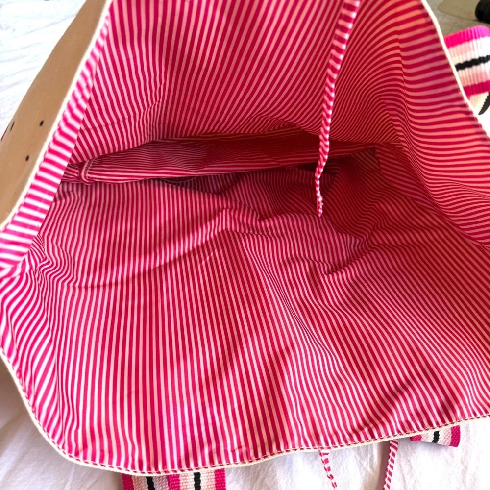 Victoria's Secret Pink & Red LOVE Canvas Tote with Tassels Weekender Beach Bag